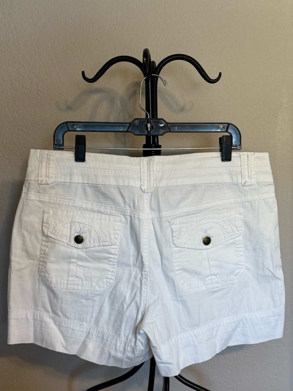 White Women's Casual Cotton Blend Shorts - 12 - Picture 2 of 3